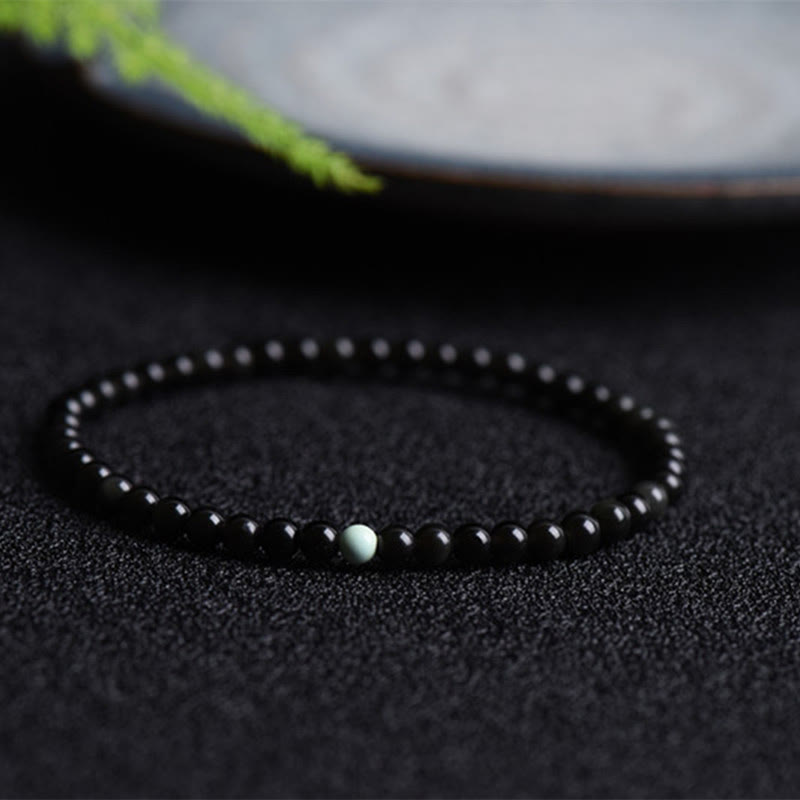 EverestArtStudios Black Obsidian Turquoise Strength Fulfilment Bracelet