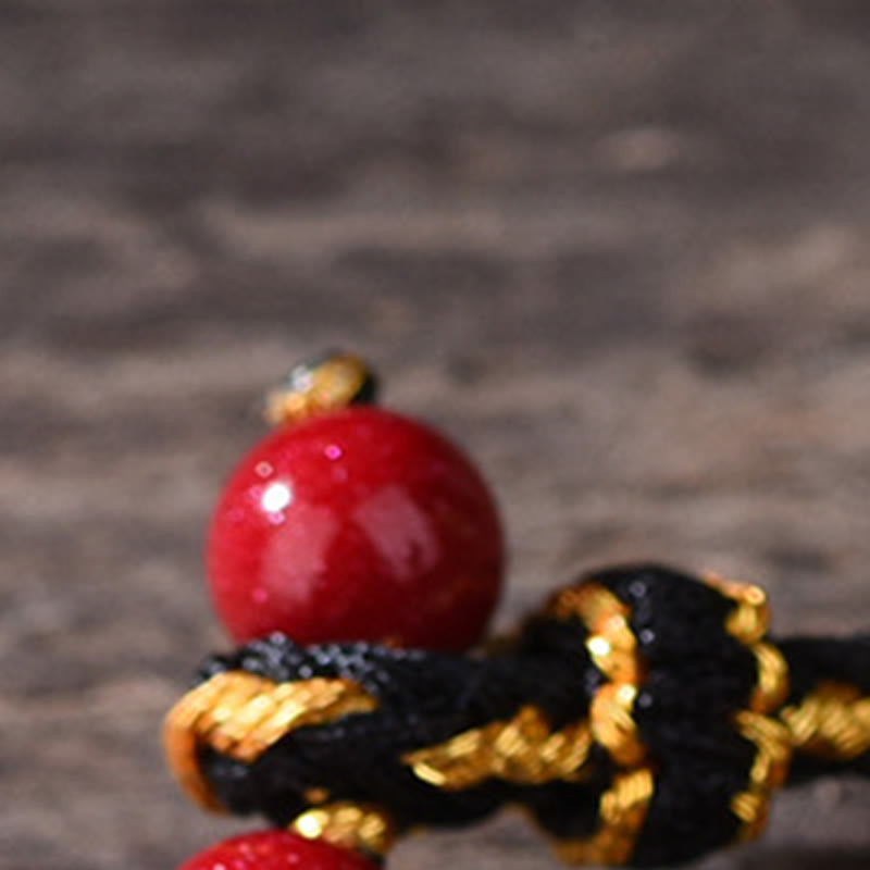 Buddha Stones Five-Emperor Coins Copper Amethyst Cinnabar Black Red String Balance Attract Fortune Bracelet