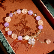Buddha Stones Four Leaf Clover Amethyst Citrine Green Strawberry Quartz Rutilated Quartz Balance Bracelet
