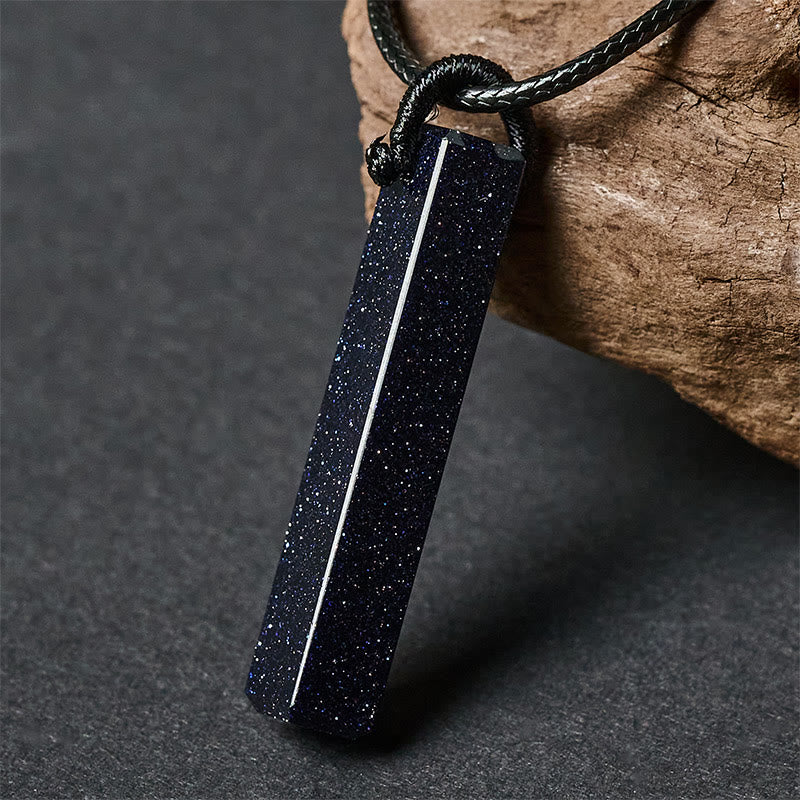 Buddha Stones Black Obsidian Blue Sandstone Transformation Necklace Pendant