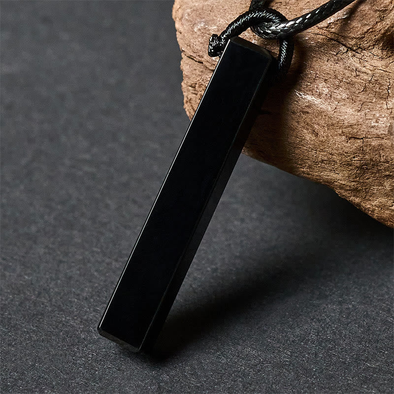 Buddha Stones Black Obsidian Blue Sandstone Transformation Necklace Pendant