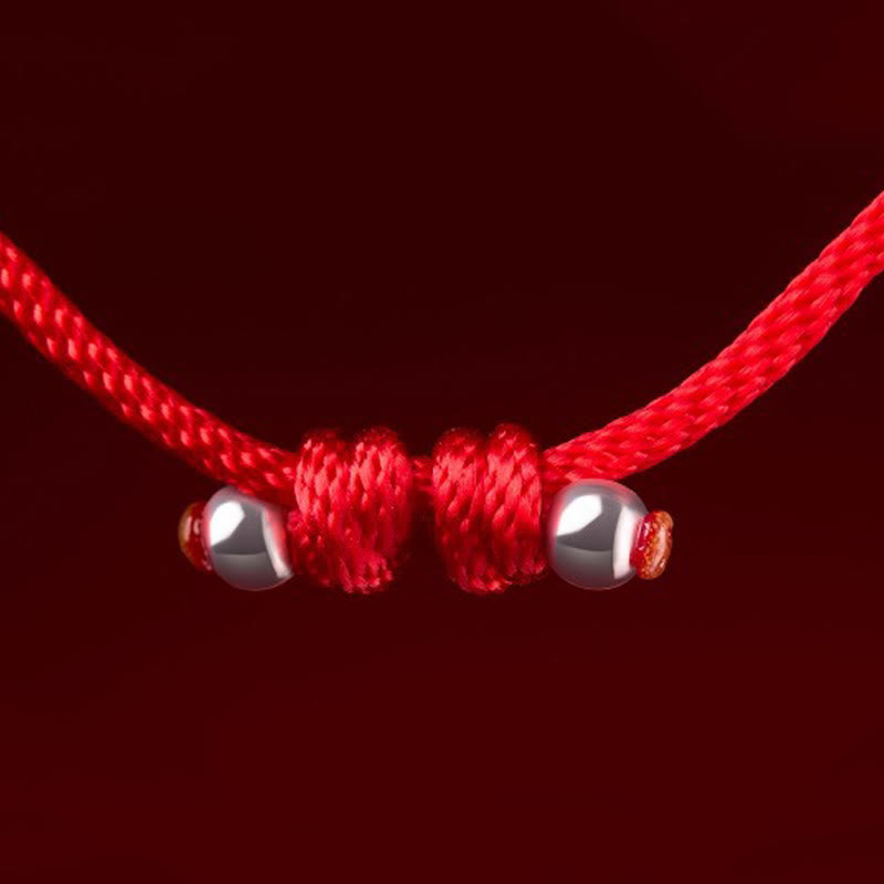 Buddha Stones Year of the Horse 999 Sterling Silver Red String Luck Bracelet