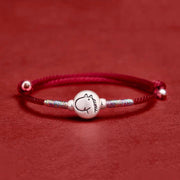 Buddha Stones Year of the Horse 999 Sterling Silver Red String Luck Bracelet