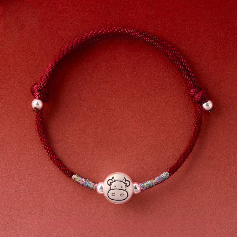 Buddha Stones Year of the Horse 999 Sterling Silver Red String Luck Bracelet