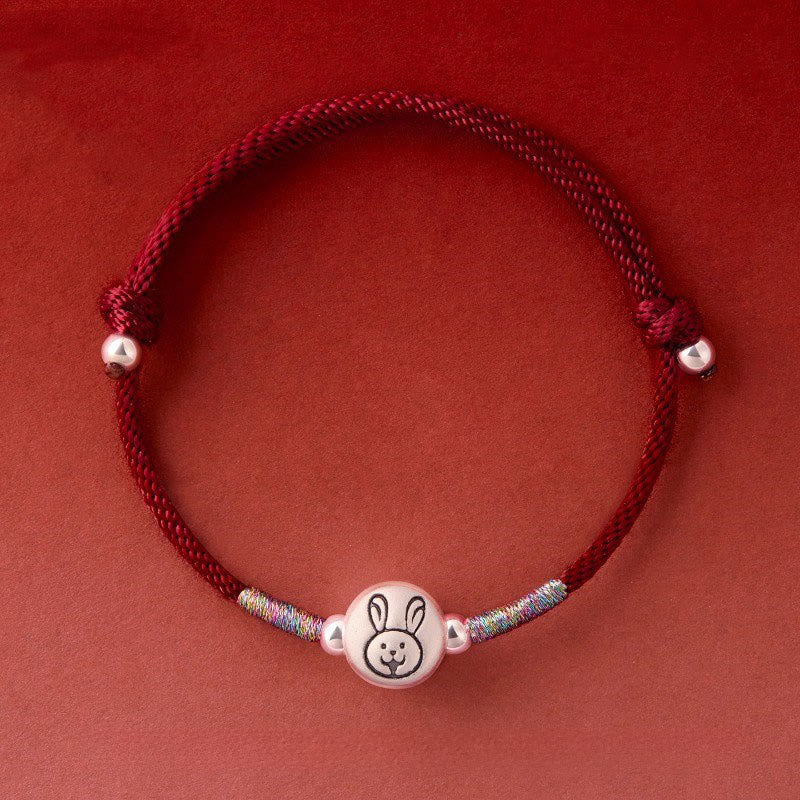 Buddha Stones Year of the Horse 999 Sterling Silver Red String Luck Bracelet