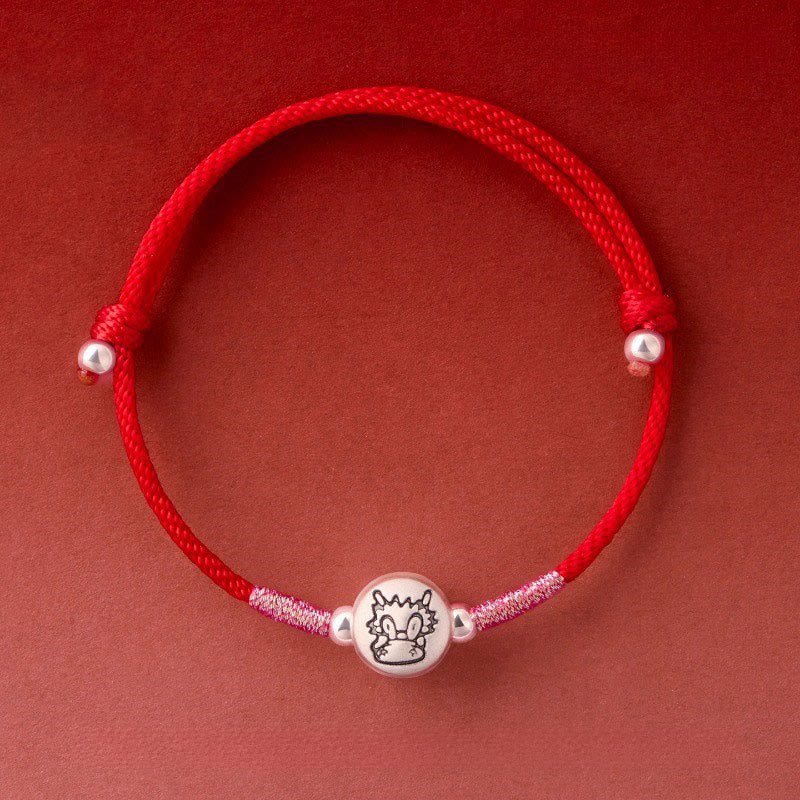 Buddha Stones Year of the Horse 999 Sterling Silver Red String Luck Bracelet