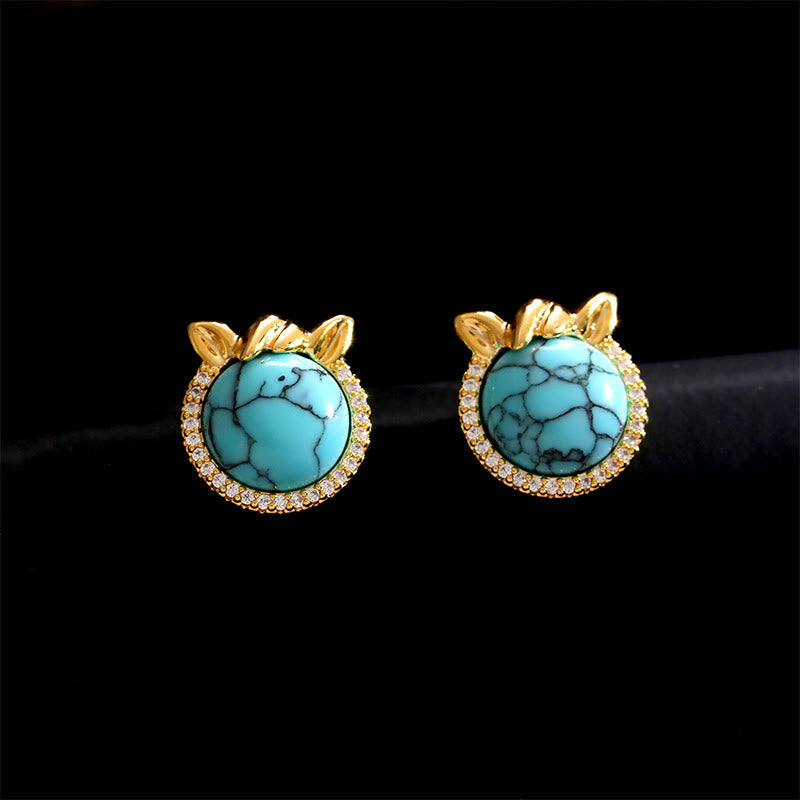 EverestArtStudios Horse-Ear Shaped Copper Turquoise Balance Earrings