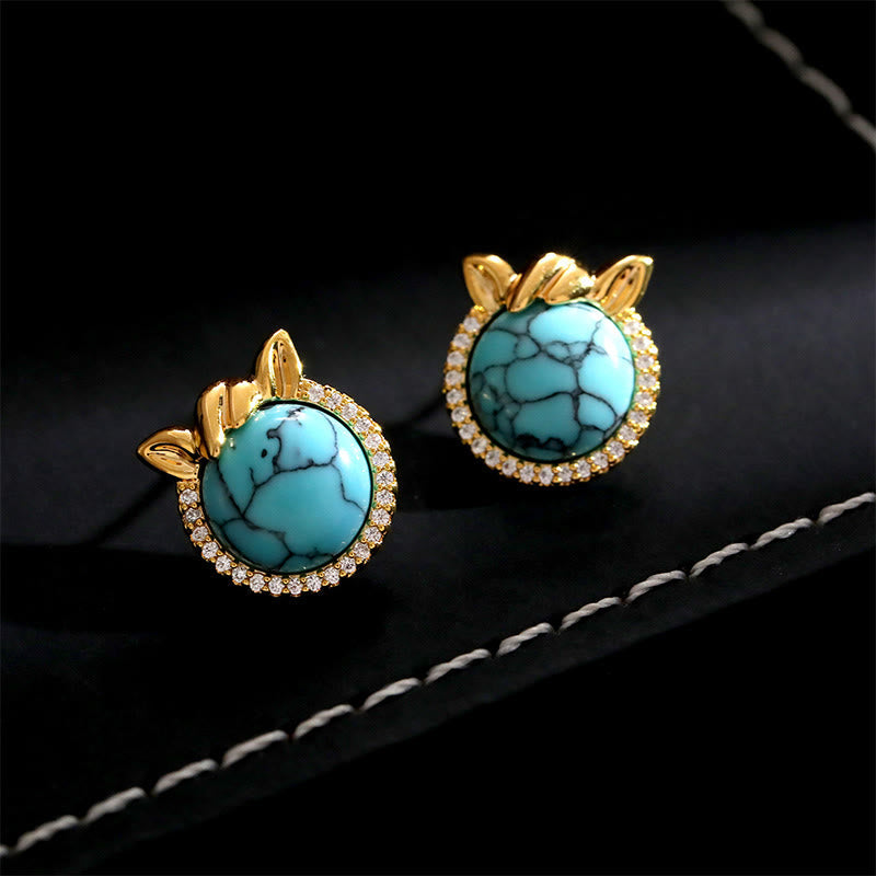 EverestArtStudios Horse-Ear Shaped Copper Turquoise Balance Earrings