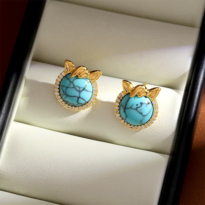 EverestArtStudios Horse-Ear Shaped Copper Turquoise Balance Earrings
