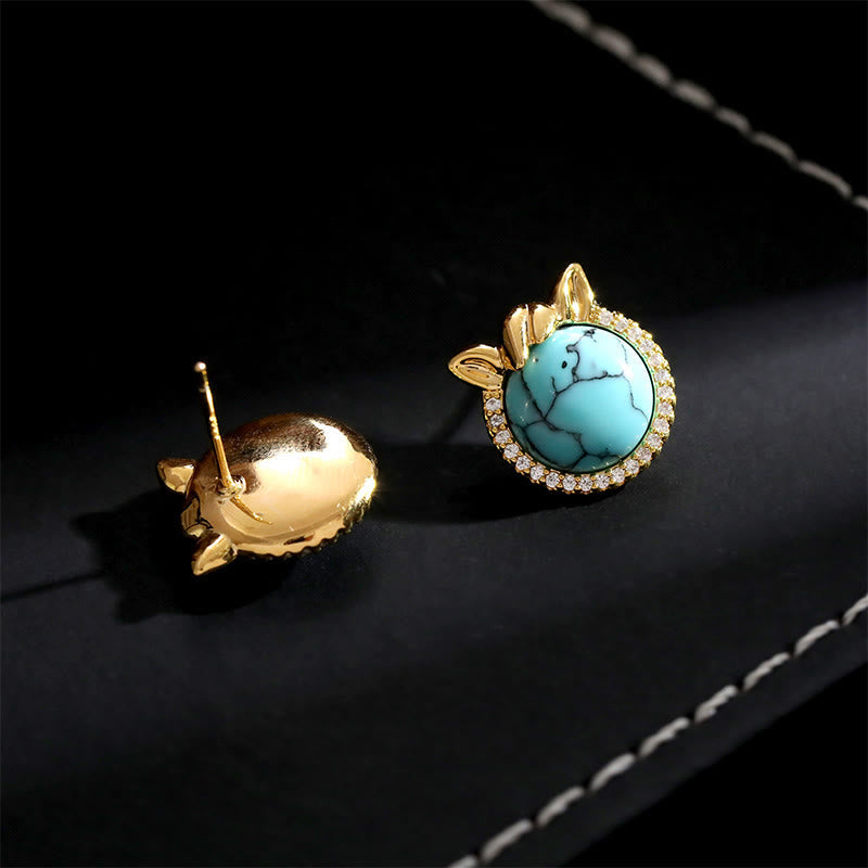 EverestArtStudios Horse-Ear Shaped Copper Turquoise Balance Earrings