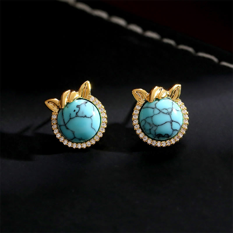 EverestArtStudios Horse-Ear Shaped Copper Turquoise Balance Earrings