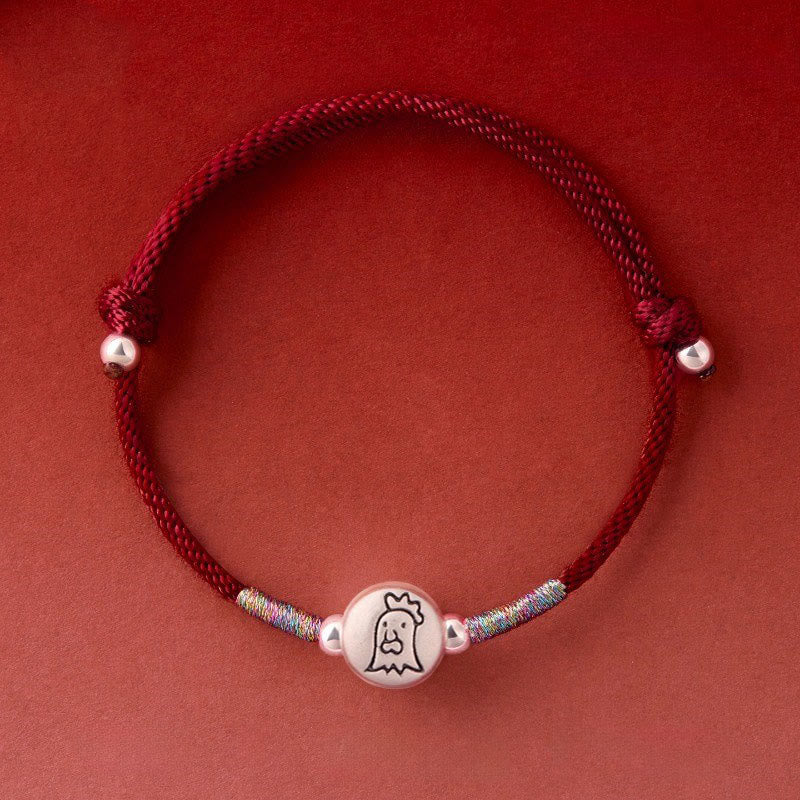 Buddha Stones Year of the Horse 999 Sterling Silver Red String Luck Bracelet