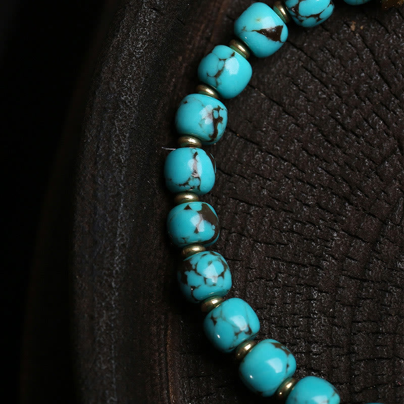 EverestArtStudios Thangka Gau Amulet Box Turquoise Fu Character Protection Bracelet