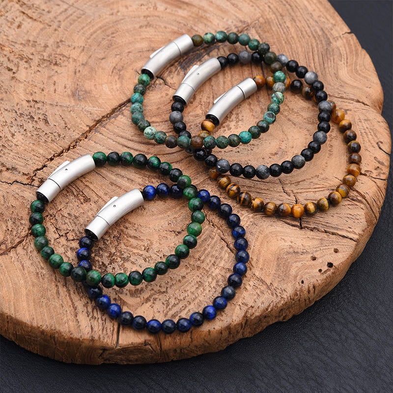 EverestArtStudios Turquoise Black Glitter Stone Tiger Eye Positive Bracelet