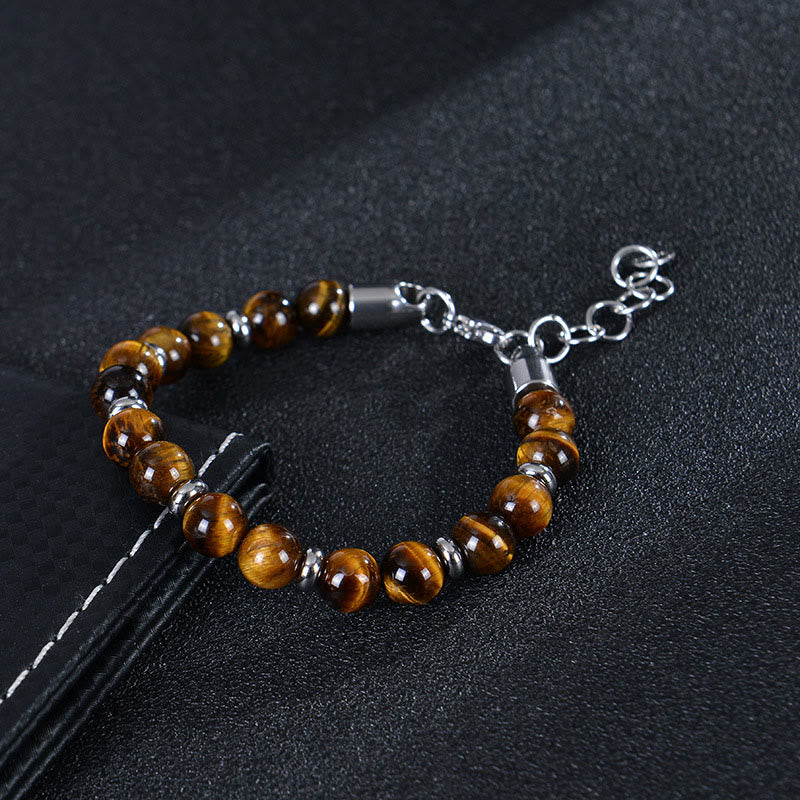 EverestArtStudios Tiger Eye Various Natural Stone Beads Protection Bracelet