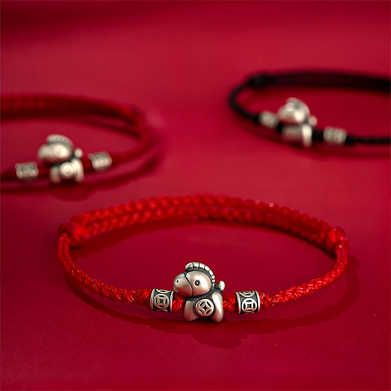 EverestArtstudios Year of the Horse 999 Sterling Silver String Braided Protection Bracelet