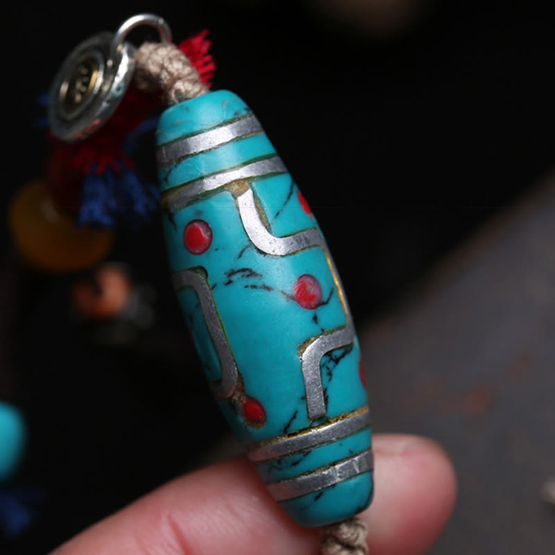 EverestArtStudios Copper Turquoise Dzi Bead Luck Necklace Pendants