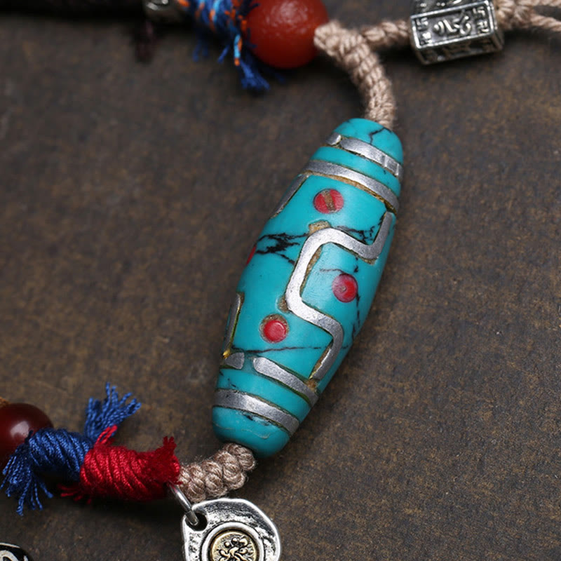 EverestArtStudios Copper Turquoise Dzi Bead Luck Necklace Pendants