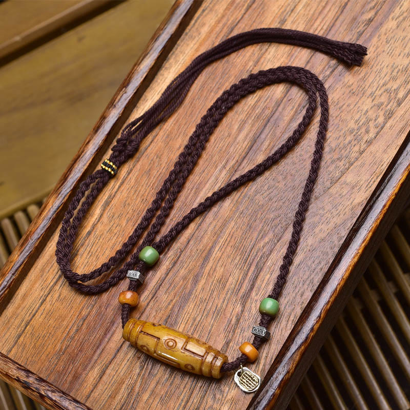EverestArtStudios Copper Nine-Eye Dzi Bead Bone Bead Luck Balance Necklace Pendants