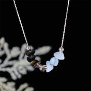 Buddha Stones Black Obsidian Smoky Quartz Garnet Aquamarine Strawberry Quartz Pink Crystal Strength Necklace Pendant