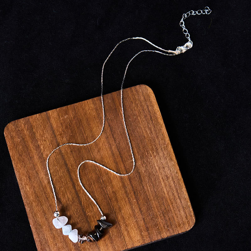 Buddha Stones Black Obsidian Smoky Quartz Garnet Aquamarine Strawberry Quartz Pink Crystal Strength Necklace Pendant
