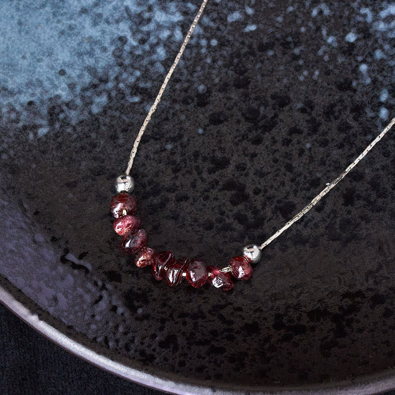 Buddha Stones Black Obsidian Smoky Quartz Garnet Aquamarine Strawberry Quartz Pink Crystal Strength Necklace Pendant