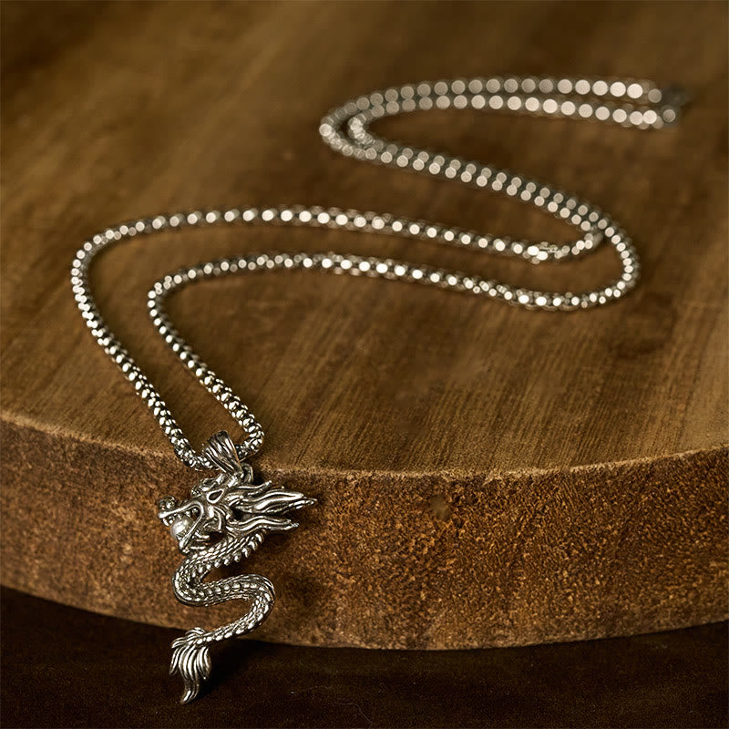 Buddha Stones Dragon Copper Balance Luck Necklace Pendant