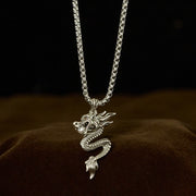 Buddha Stones Dragon Copper Balance Luck Necklace Pendant