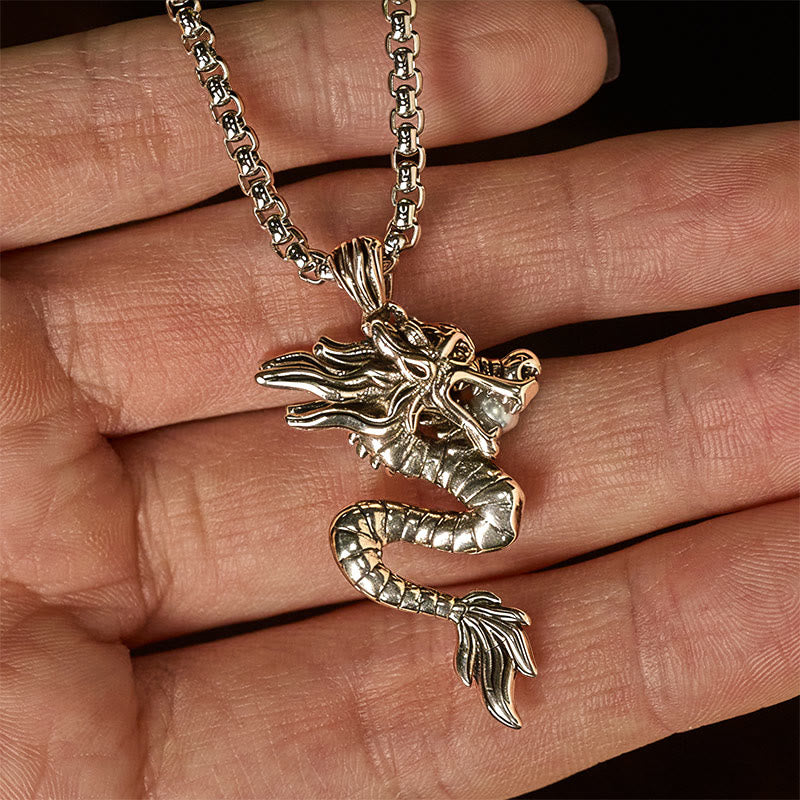 Buddha Stones Dragon Copper Balance Luck Necklace Pendant