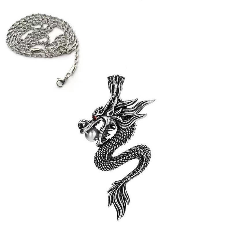 Buddha Stones Dragon Copper Balance Luck Necklace Pendant