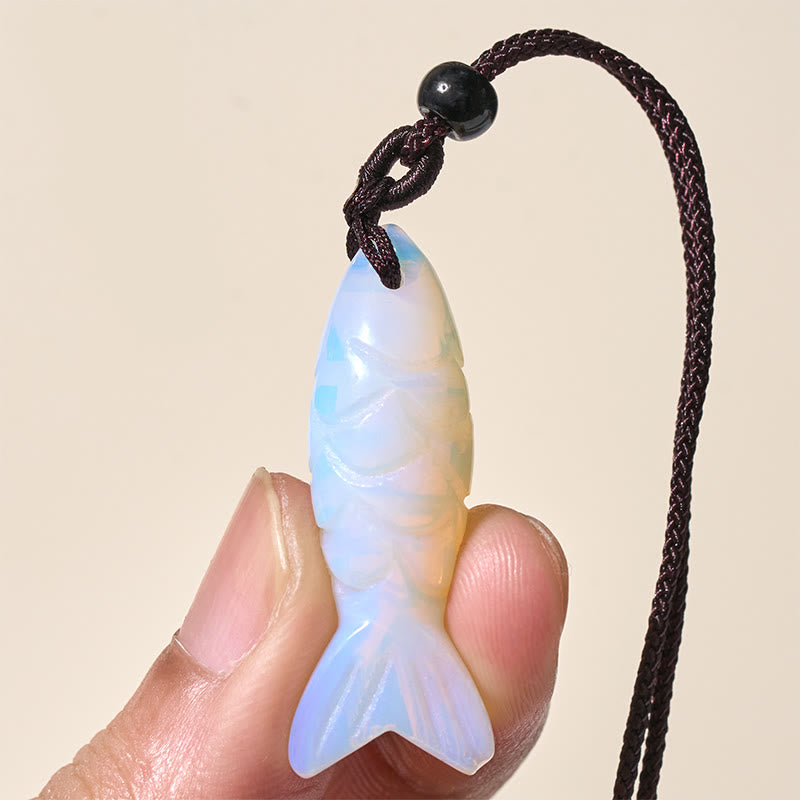 Buddha Stones Carving Koi Fish Pink Crystal Indian Agate Amethyst Warmth Prosperity Necklace Pendant