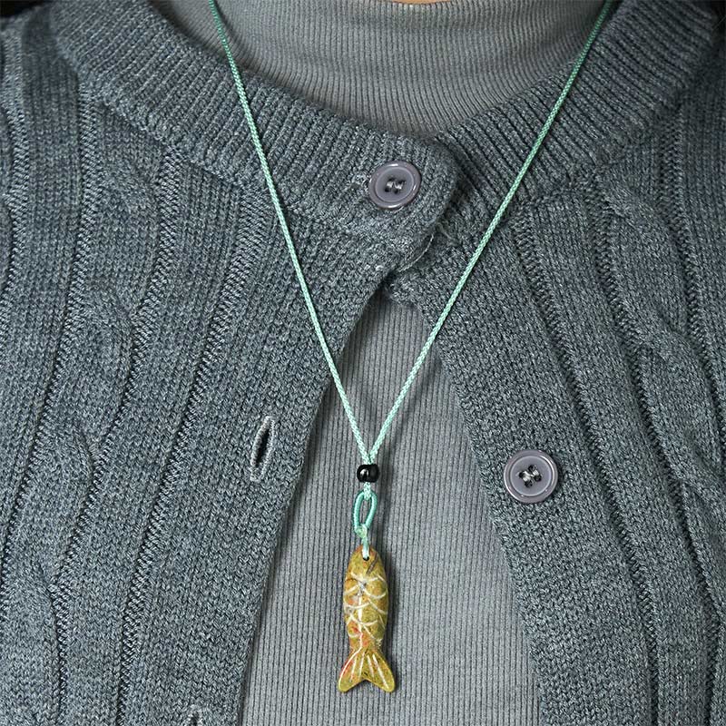 Buddha Stones Carving Koi Fish Pink Crystal Indian Agate Amethyst Warmth Prosperity Necklace Pendant