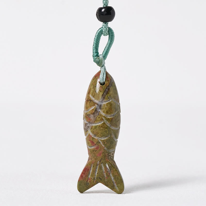 Buddha Stones Carving Koi Fish Pink Crystal Indian Agate Amethyst Warmth Prosperity Necklace Pendant