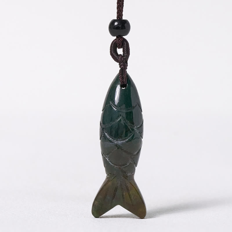 Buddha Stones Carving Koi Fish Pink Crystal Indian Agate Amethyst Warmth Prosperity Necklace Pendant