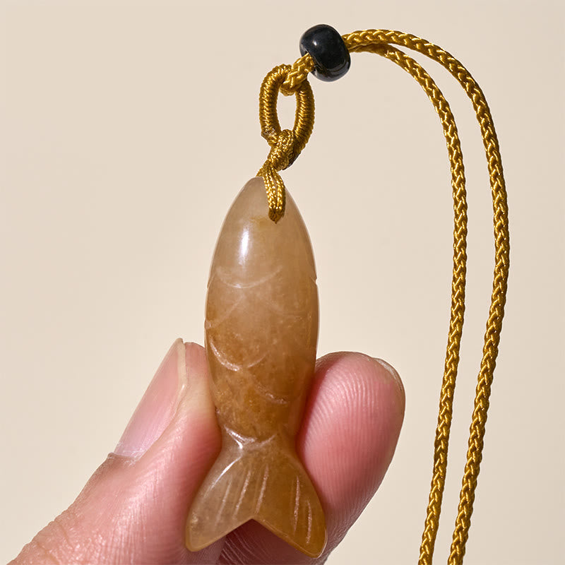 Buddha Stones Carving Koi Fish Pink Crystal Indian Agate Amethyst Warmth Prosperity Necklace Pendant