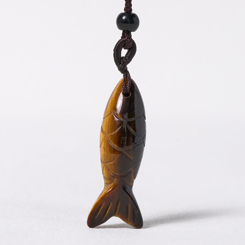 Buddha Stones Carving Koi Fish Pink Crystal Indian Agate Amethyst Warmth Prosperity Necklace Pendant