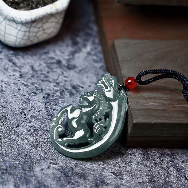 EverestArtstudios Year Of The Horse Dragon Jade Luck Necklace Pendants