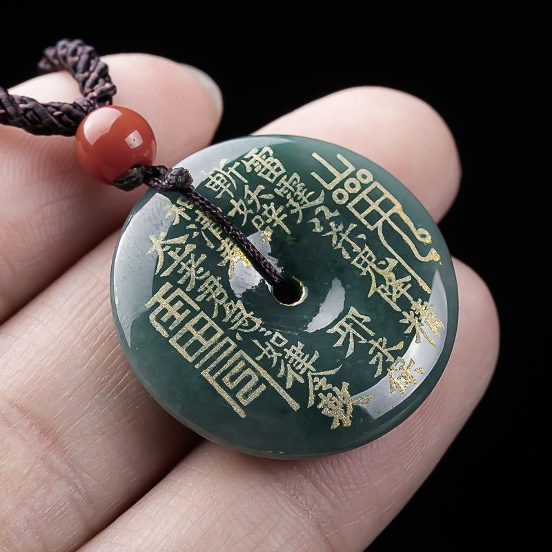 EverestArtstudios Mountain Ghosts Spend Money Peace Buckle Jade Luck Necklace Pendant