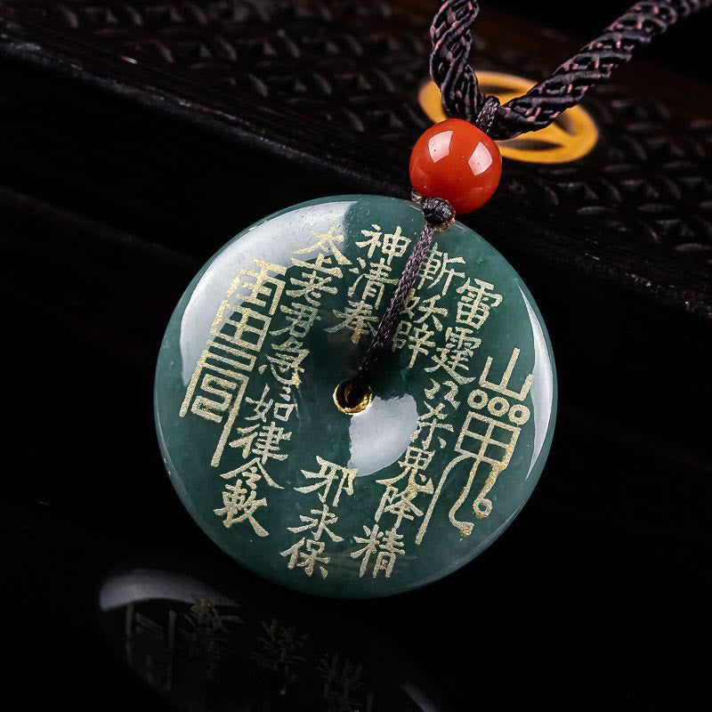 EverestArtstudios Mountain Ghosts Spend Money Peace Buckle Jade Luck Necklace Pendant
