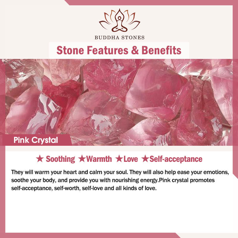 Buddha Stones Cat Fu Character Silver Sheen Obsidian Pink Crystal String Protection Bracelet
