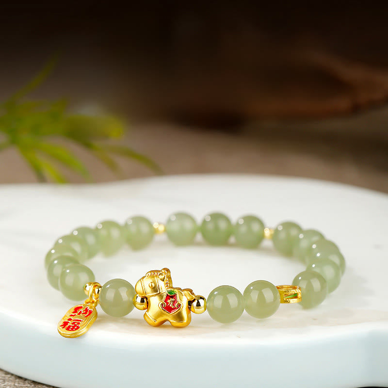 EverestArtstudios Year Of The Horse Hetian Jade Abundance Bracelet