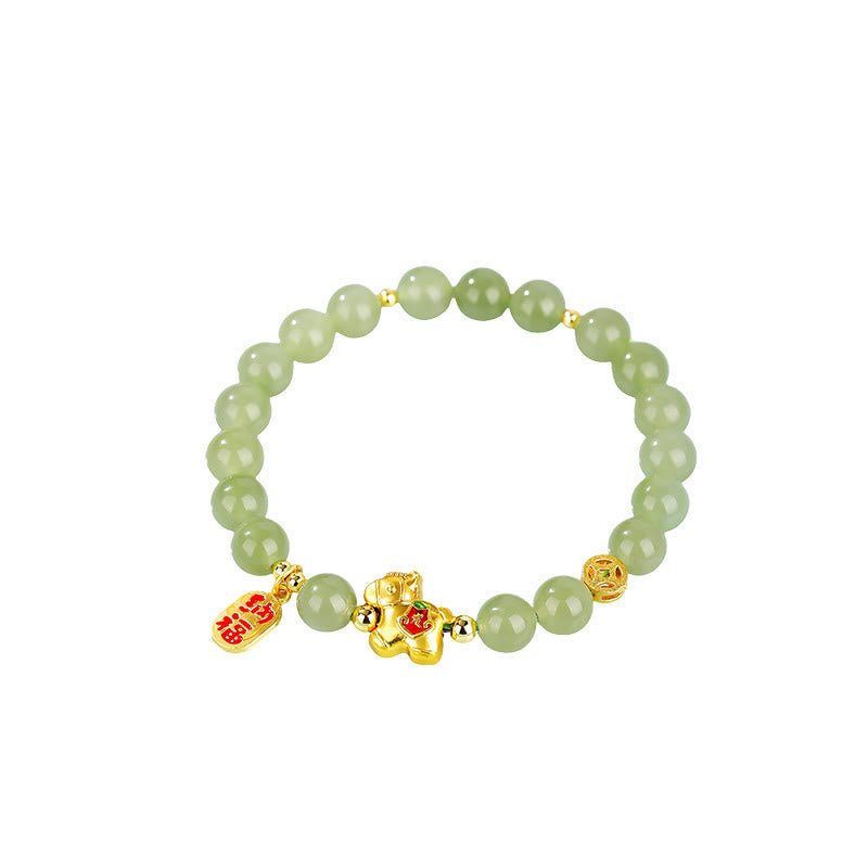 EverestArtstudios Year Of The Horse Hetian Jade Abundance Bracelet