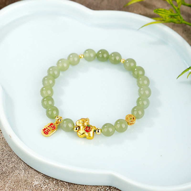 EverestArtstudios Year Of The Horse Hetian Jade Abundance Bracelet