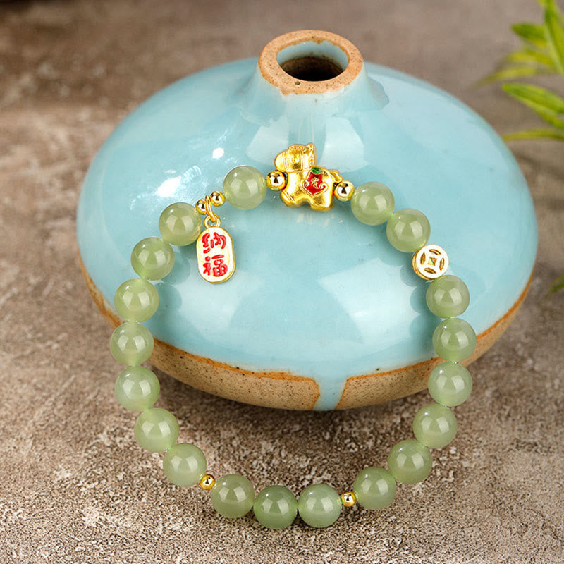 EverestArtstudios Year Of The Horse Hetian Jade Abundance Bracelet