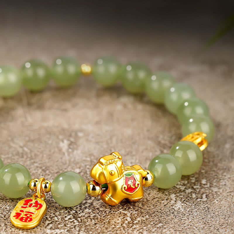 EverestArtstudios Year Of The Horse Hetian Jade Abundance Bracelet
