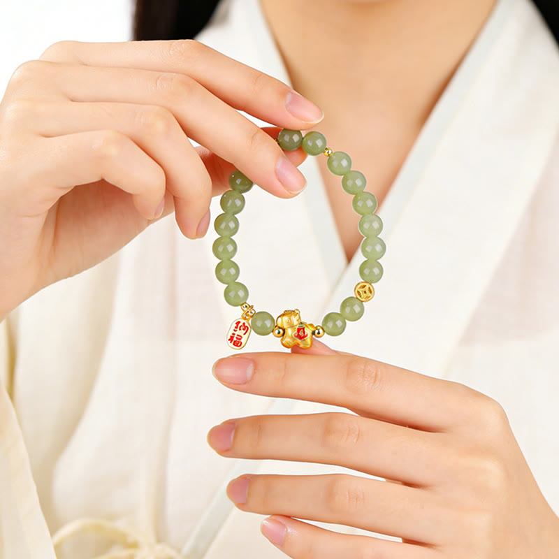 EverestArtstudios Year Of The Horse Hetian Jade Abundance Bracelet