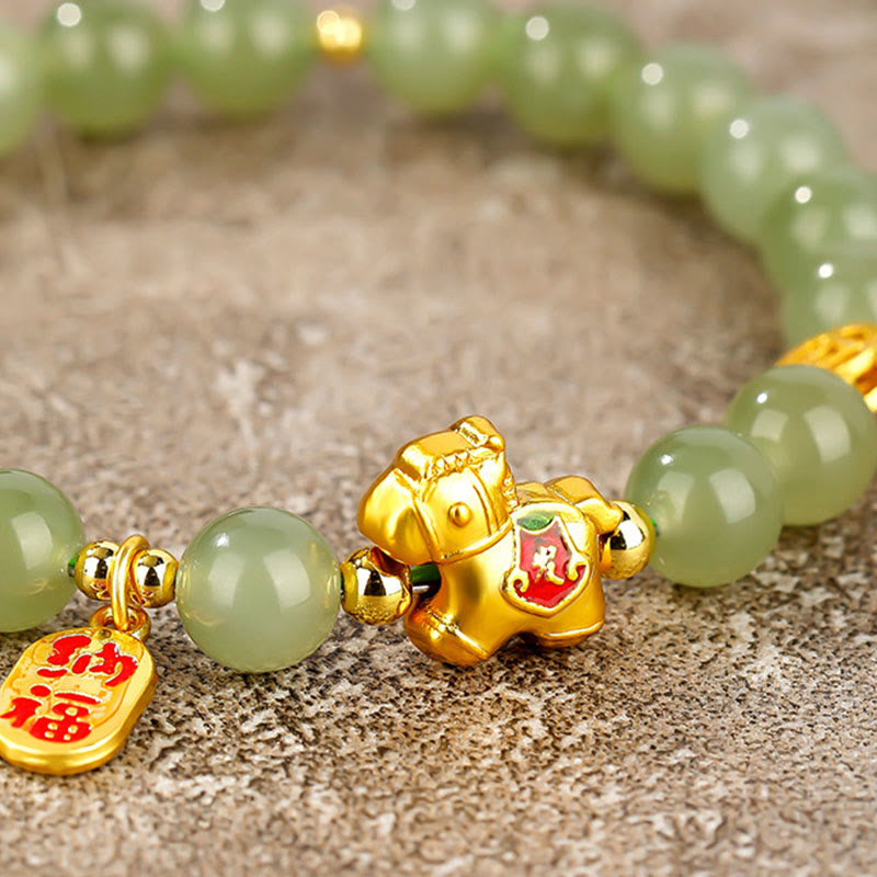 EverestArtstudios Year Of The Horse Hetian Jade Abundance Bracelet