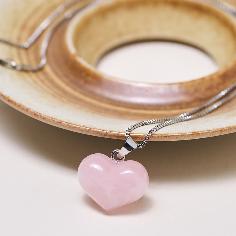 Buddha Stones Heart Design Amethyst Topaz Pink Crystal Opal Tiger Eye White Crystal Red Jasper Amazonite Green Aventurine Black Obsidian Citrine Balance Necklace Pendant