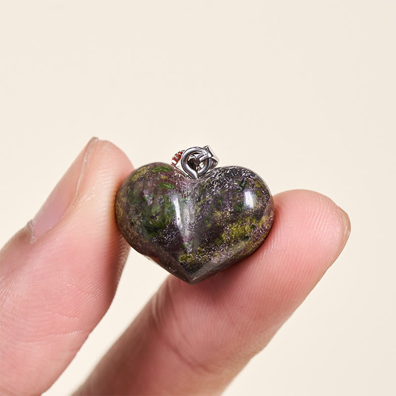 Buddha Stones Heart Design Amethyst Topaz Pink Crystal Opal Tiger Eye White Crystal Red Jasper Amazonite Green Aventurine Black Obsidian Citrine Balance Necklace Pendant