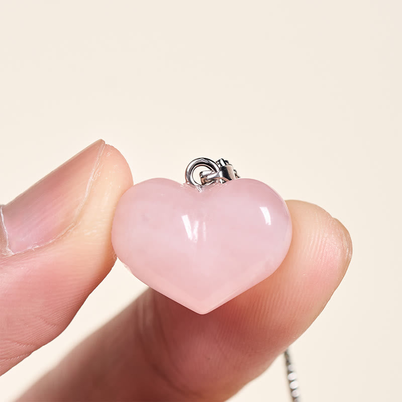 Buddha Stones Heart Design Amethyst Topaz Pink Crystal Opal Tiger Eye White Crystal Red Jasper Amazonite Green Aventurine Black Obsidian Citrine Balance Necklace Pendant